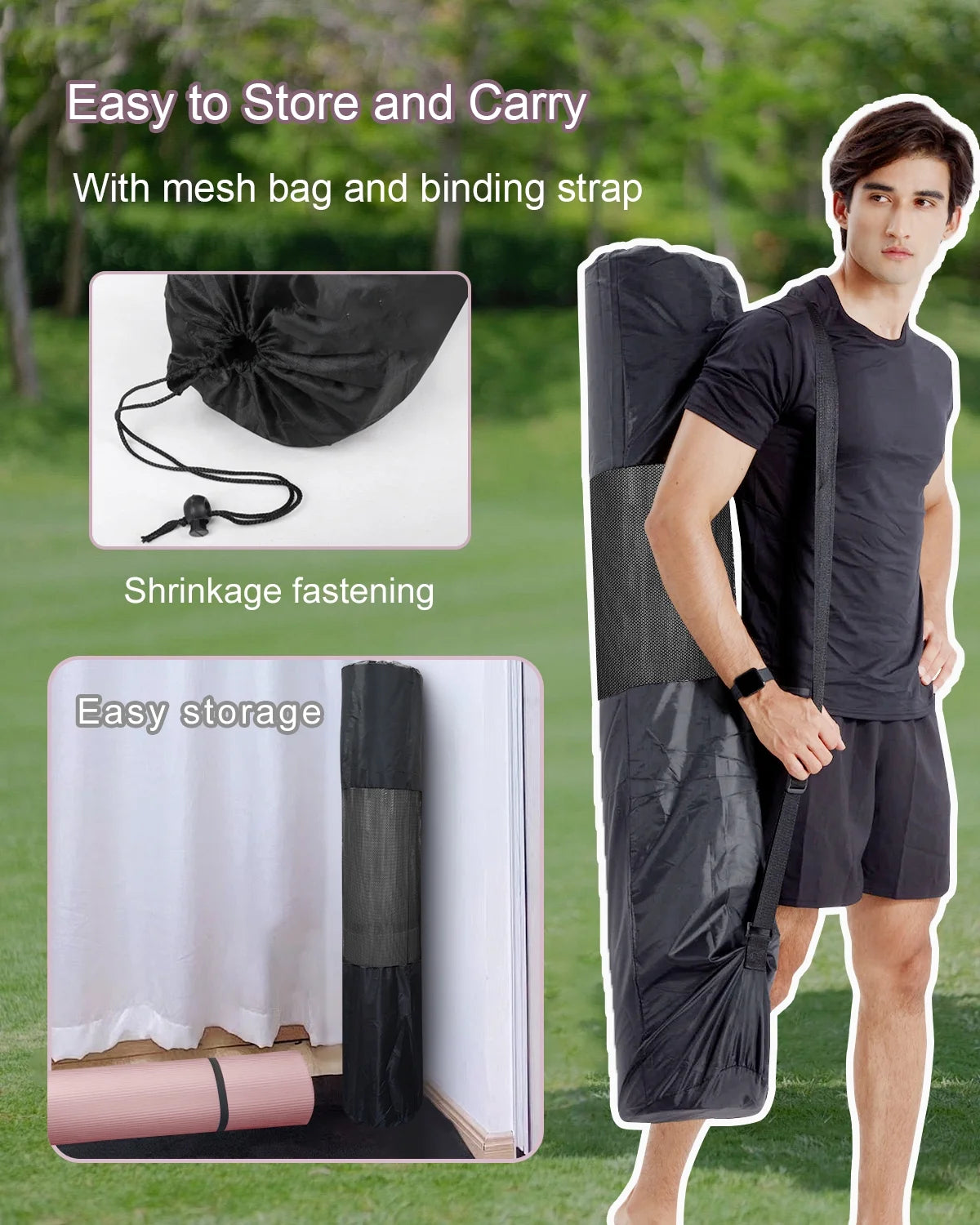 Large Yoga Mat 78"X51" 10Mm Thick NBR Foam Exercise Mat for Home Gym Pilates Floor Workout, Black