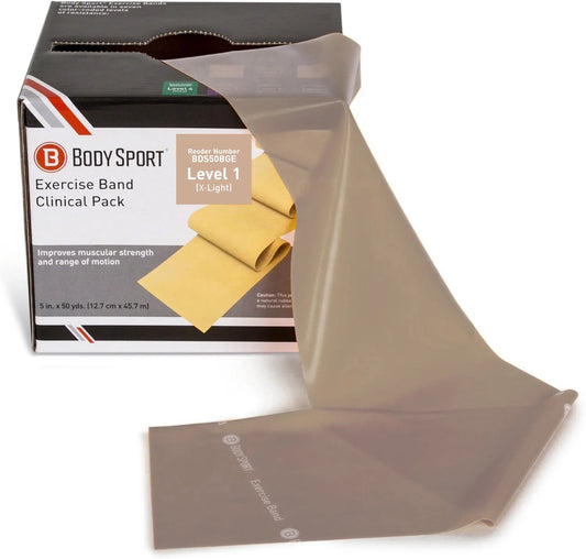 Exercise Band, 6 In. X 50 Yd., Extra Light Resistance - Professional Exercise Strap for Home Fitness & Gym Workouts (Beige)