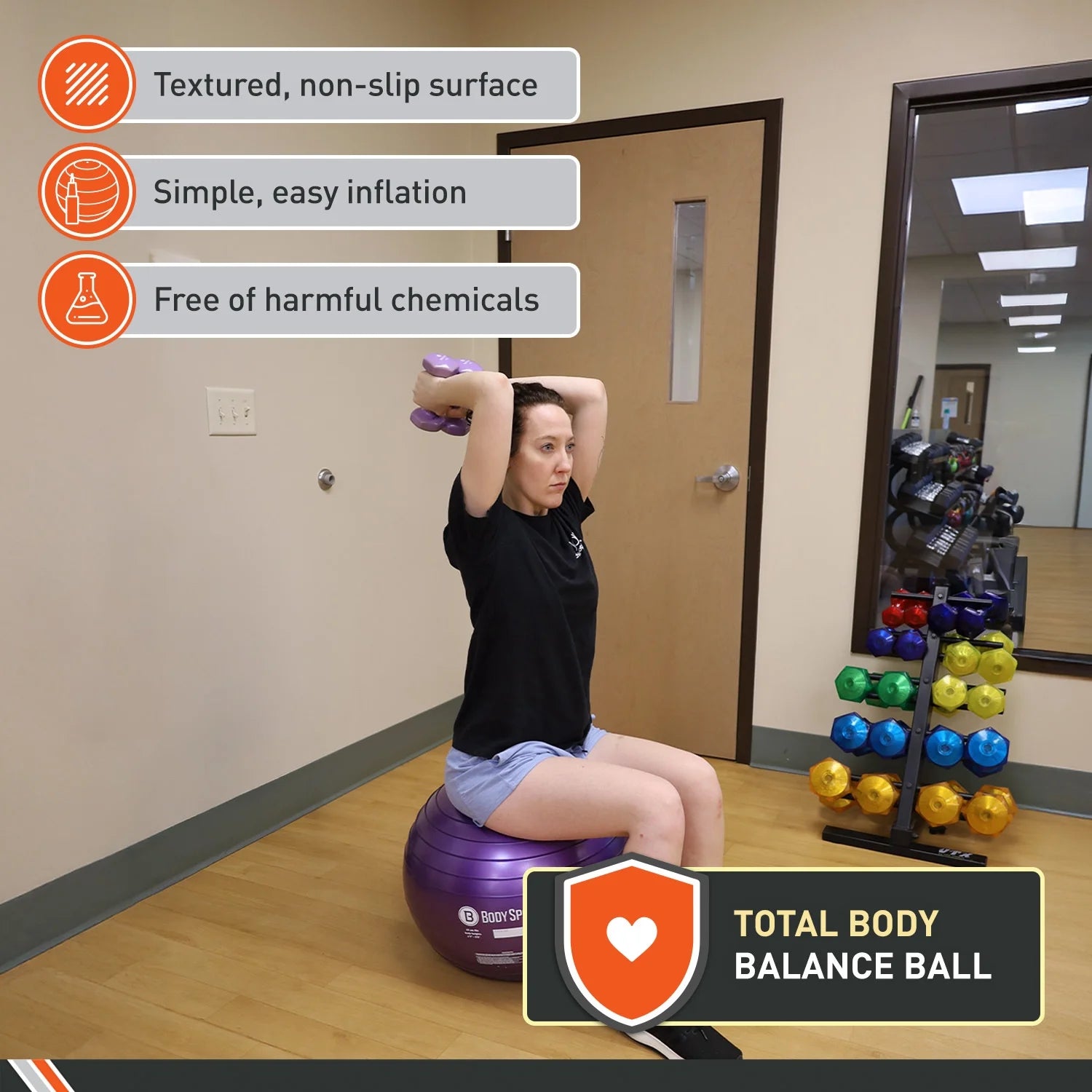 Yellow Fitness Ball (65 Cm), Pump & Exercise Guide Included