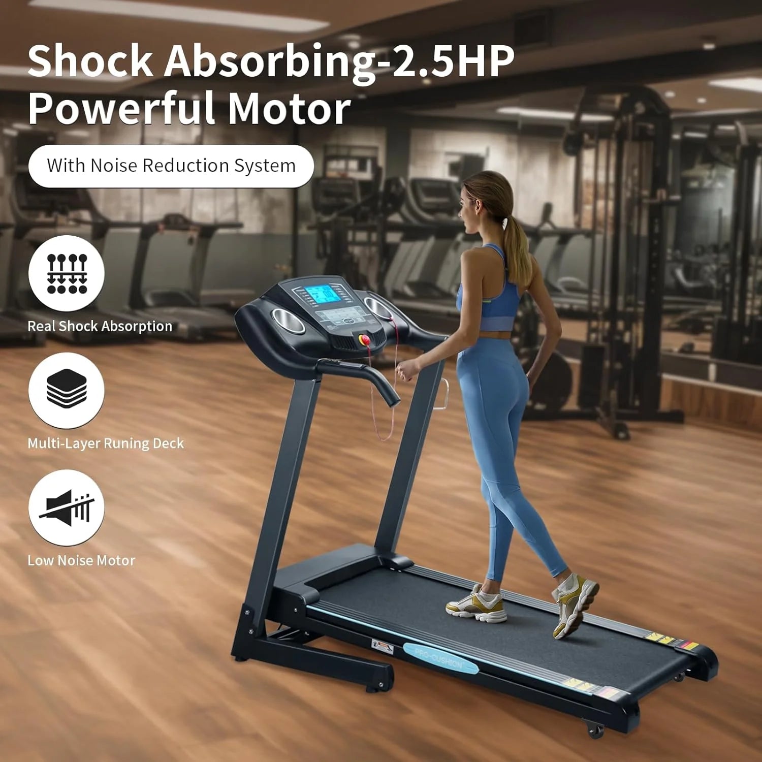 12Level Treadmill Auto Incline 2.5HP Folding Treadmill for Home with LCD Monitor 220Lbs 8.5 Mph Speed Range