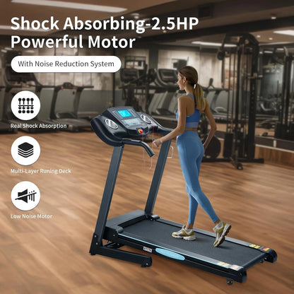 12Level Treadmill Auto Incline 2.5HP Folding Treadmill for Home with LCD Monitor 220Lbs 8.5 Mph Speed Range