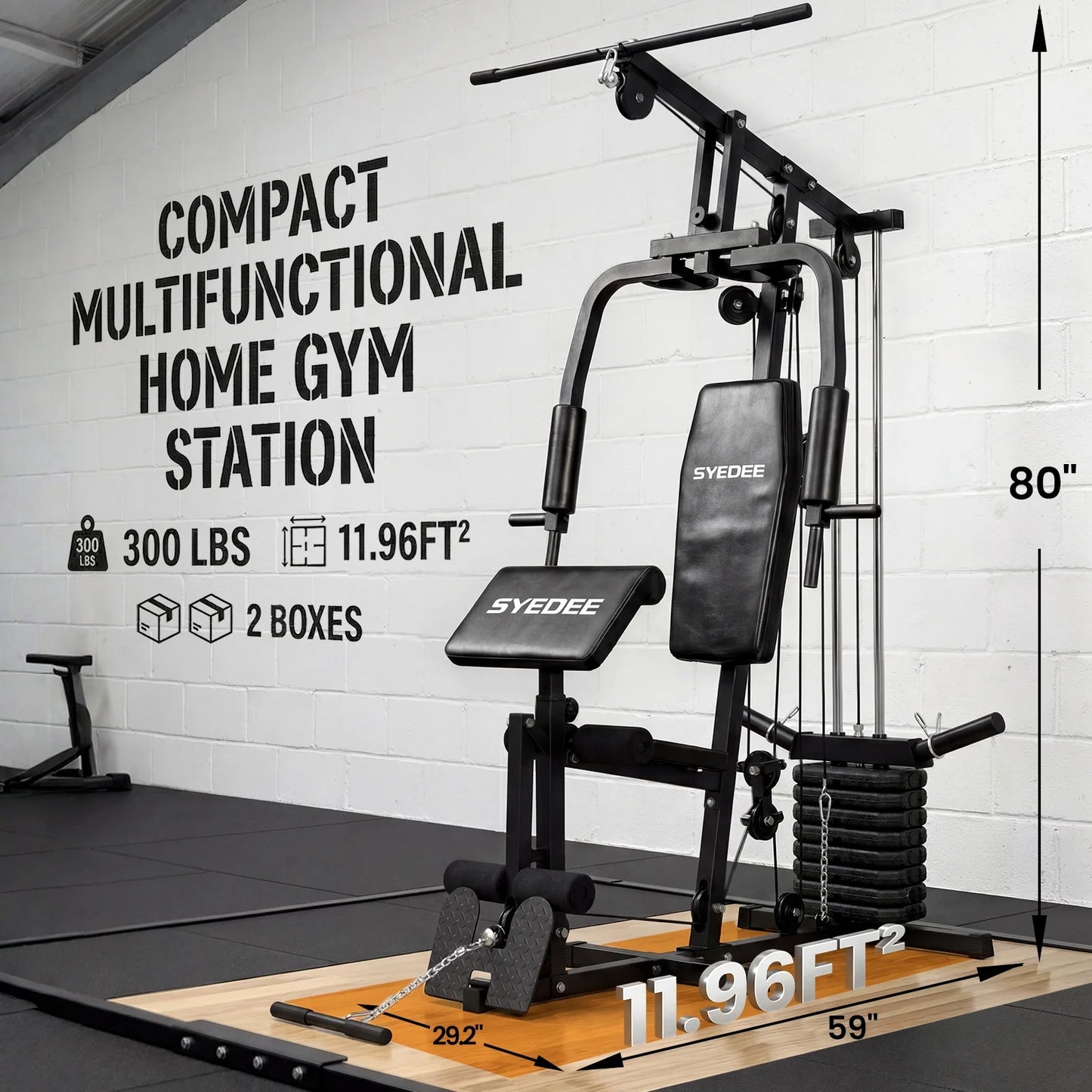 Multifunctional Home Gym System, Home Gym Station with 105LBS Weight Stack, All in One Workout Machine for Full Body Strength Training