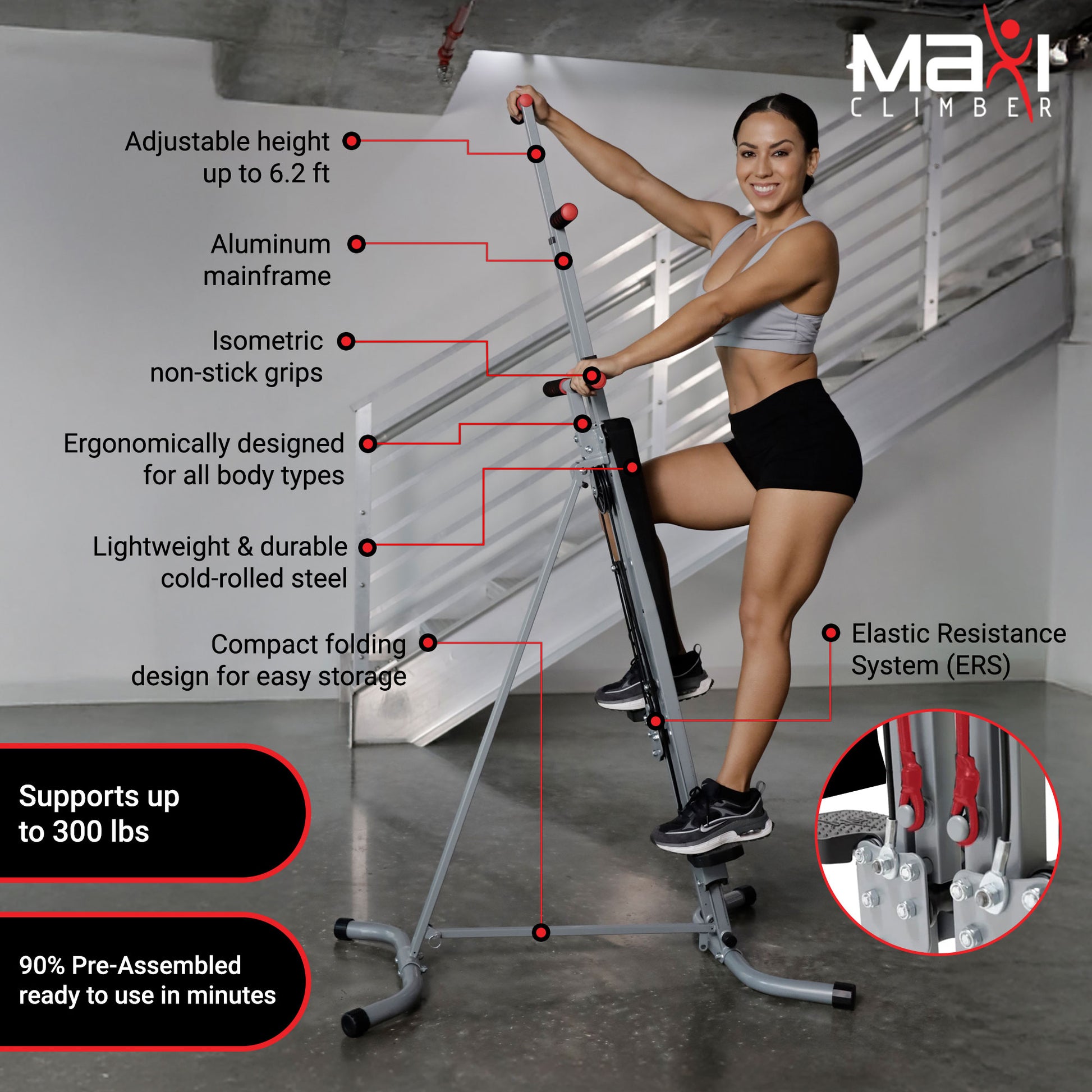 Classic Vertical Resistance Climber and Cardio Exercise System