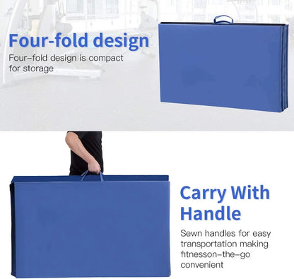 4'X10'X2" New Folding Panel Gymnastics Mat, Perfect for Indoor/Outdoor Exercise(Blue)